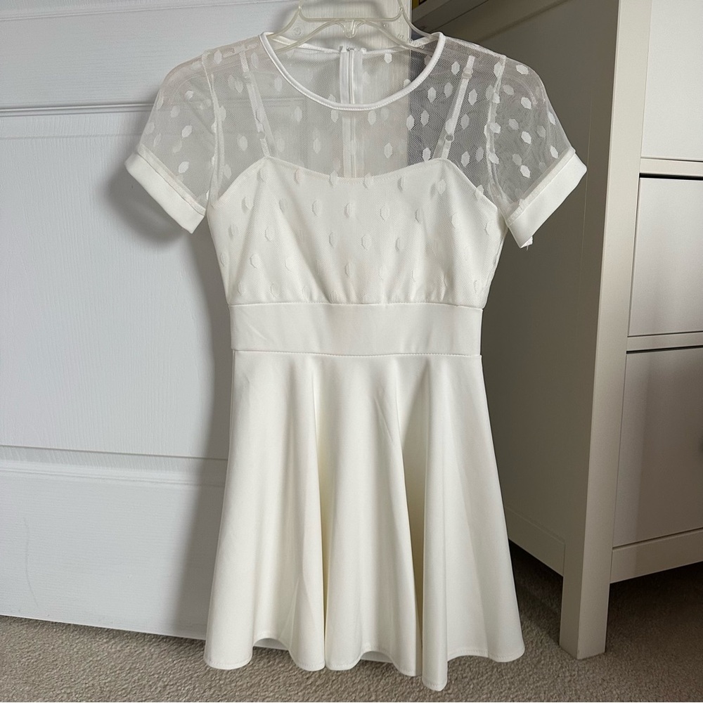 White mesh skater dress